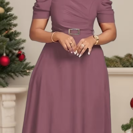 Elegant V2-Neck Midi Dress